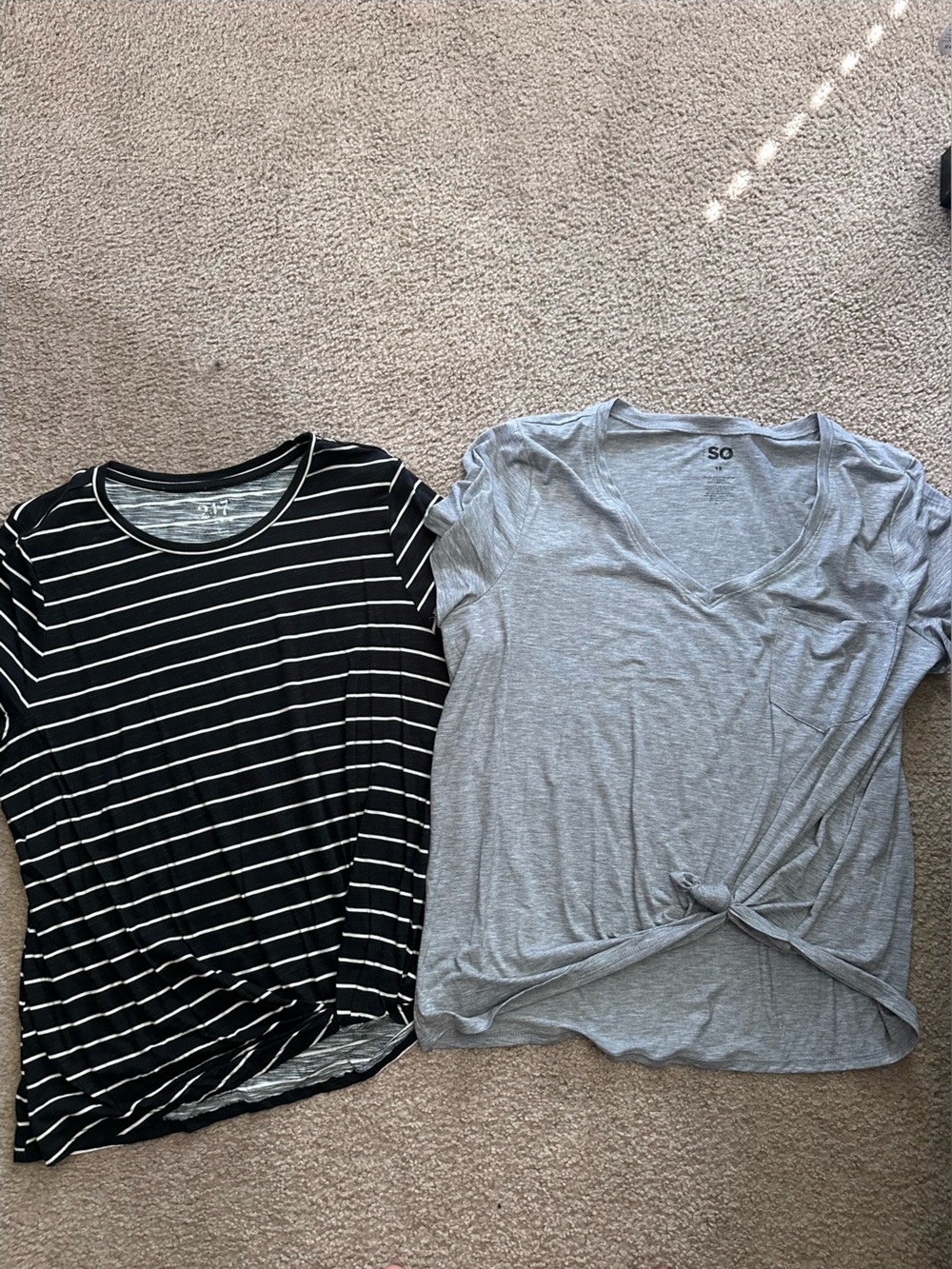 Black/White Stripe and Gray Knot Tie Tops
